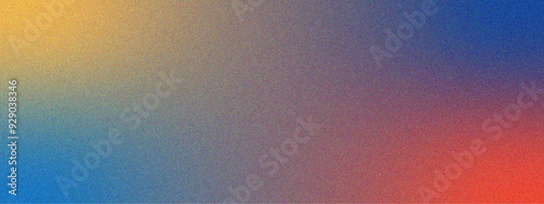 Abstract Red orange grainy gradient noise texture with glowing rough grain, noise, and bright spots. Blurry Gradient with Grain Texture. Smooth gradient of colors with blending blue to orange