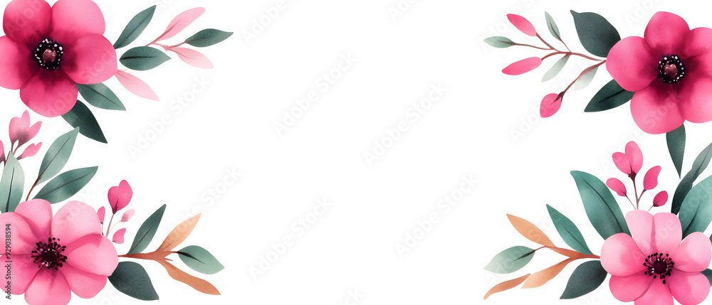 Pink floral frame with black background. Pink floral frame with black background.