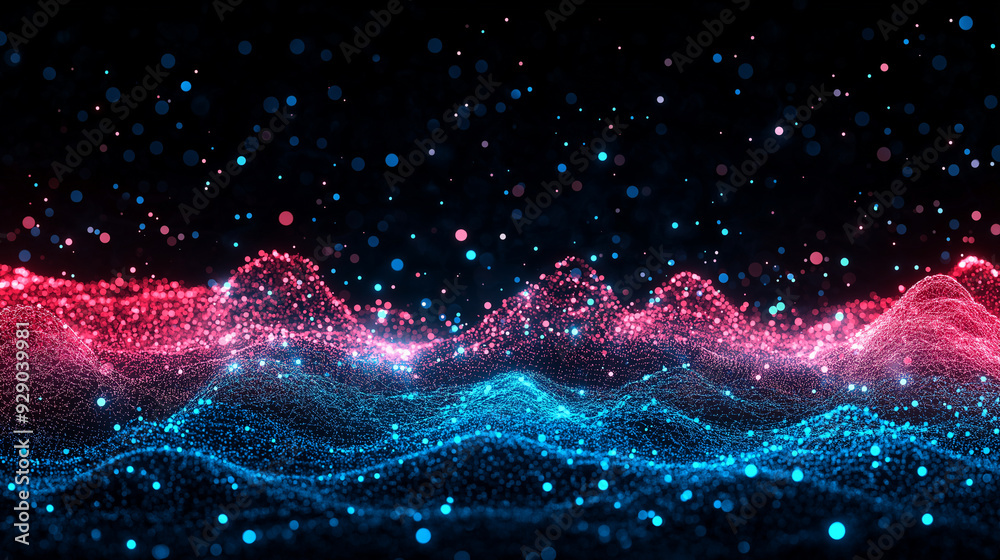 A blue wave of light with a lot of sparkles A blue wave of light with a lot of sparkles