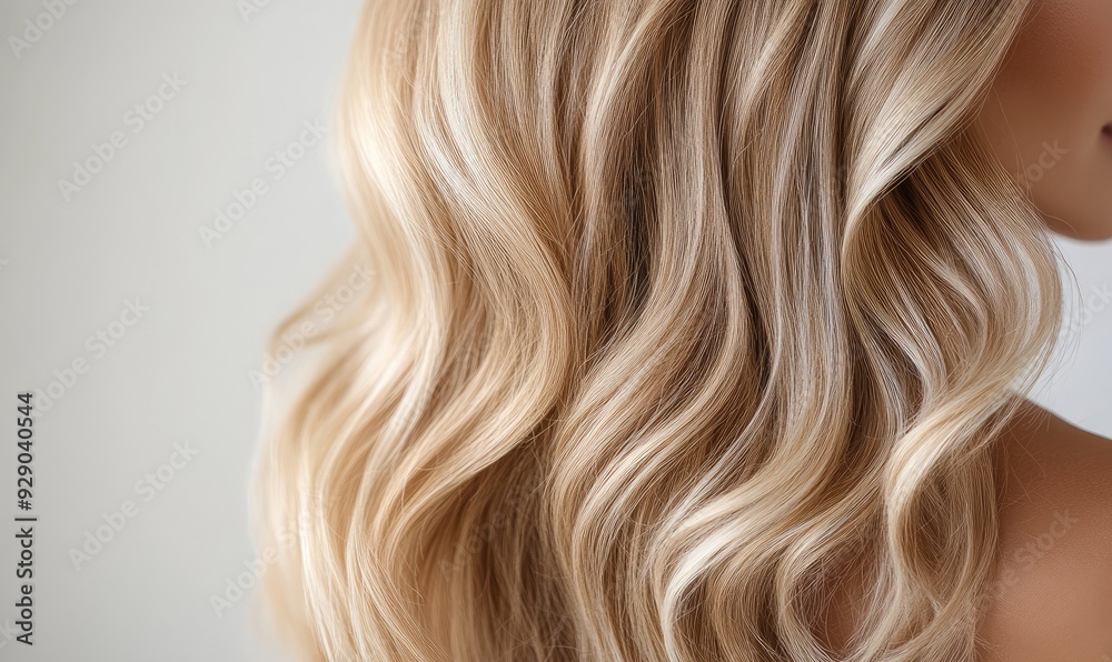 Stunning Young Woman with Glossy, Wavy Long Hair: Hair Salon Banner Stunning Young Woman with Glossy, Wavy Long Hair: Hair Salon Banner