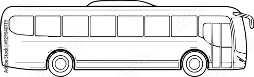 A bus is shown in a black and white drawing