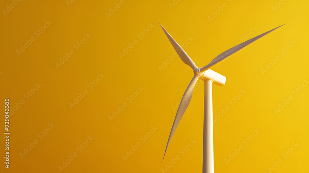 Fototapeta premium concept idea eco power energy wind turbine, yelllow color