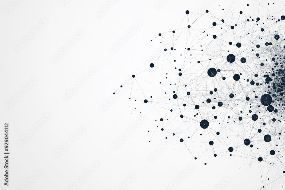 Obraz premium A black and white image of many dots that are connected to each other