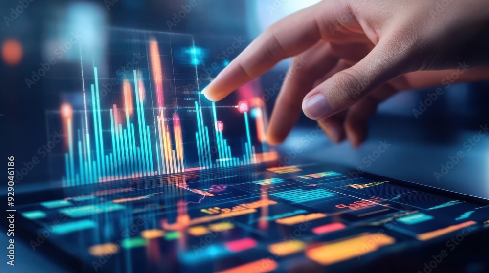 Virtual screen showcasing Return on investment and revenue Virtual screen showcasing Return on investment and revenue