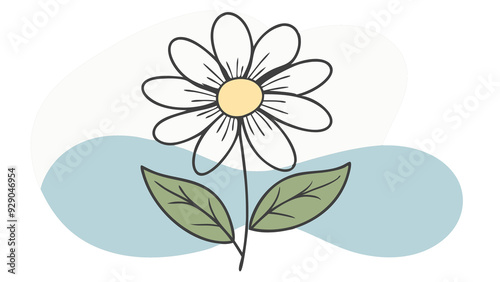 Outline of Wildflower Graphic - Isolated Flower Design with Clipping Path