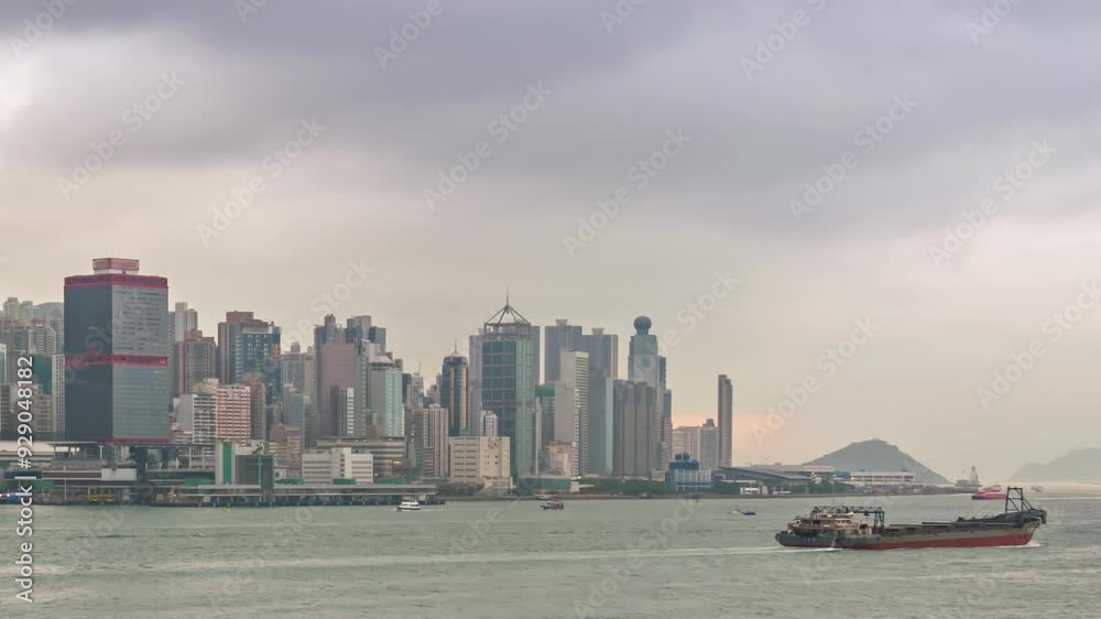 Hong Kong time lapse city skyline at Victoria Bay Hongkong Hong Kong time lapse city skyline at Victoria Bay Hongkong