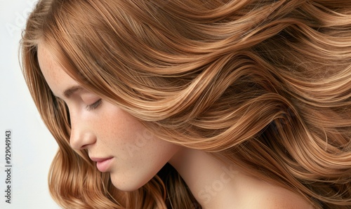 Stunning Young Woman with Glossy, Wavy Long Hair: Hair Salon Banner