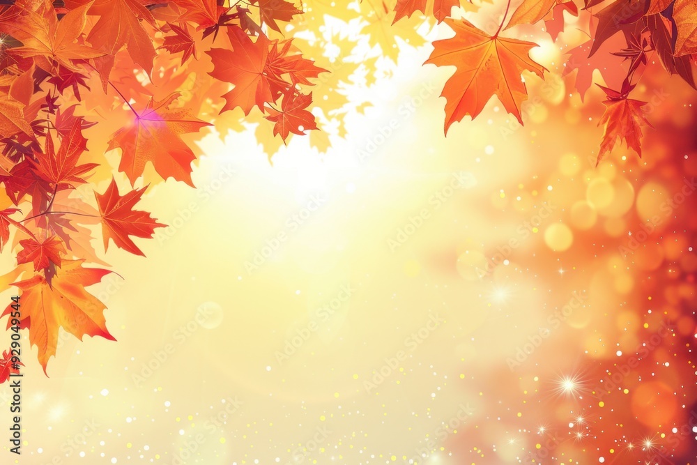 Autumn background with a gradient of orange and yellow colors, white space in the center of the frame for text or product display, beautiful autumn leaves and stars in the background Generative AI Autumn background with a gradient of orange and yellow colors, white space in the center of the frame for text or product display, beautiful autumn leaves and stars in the background Generative AI