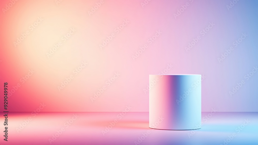 A minimalist pedestal in vibrant pink and blue lighting, perfect for showcasing products or artistic displays. A minimalist pedestal in vibrant pink and blue lighting, perfect for showcasing products or artistic displays.