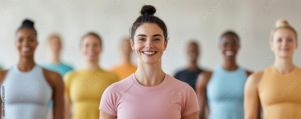 Diverse group in a virtual fitness class, smiling and following an energetic instructor, online training, inclusive fitness Diverse group in a virtual fitness class, smiling and following an energetic instructor, online training, inclusive fitness