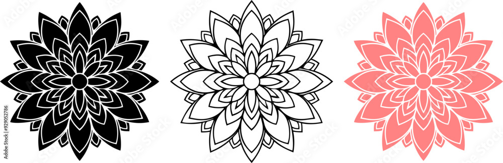 Modern floral White Black and light Pink mandala design Modern floral White Black and light Pink mandala design