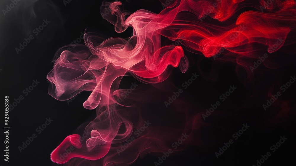 Obraz premium The background is black with red smoke floating around. There are beautiful patterns.