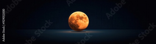 Shining lunar surface as supermoon rises, clear sky, flat design illustration photo