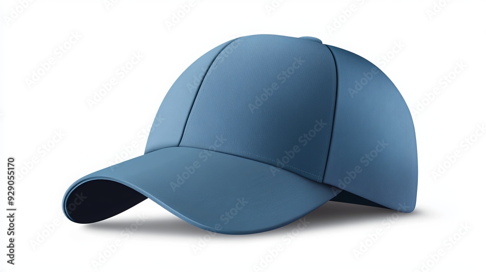 A realistic vector illustration of a cotton baseball cap, shown from the side view as a mockup sports headwear in casual fashion. 