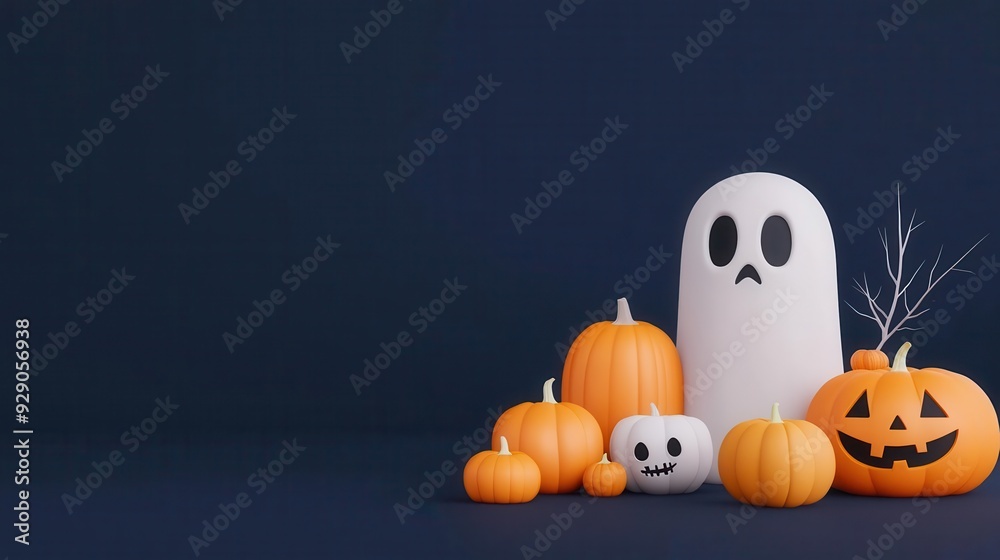 Halloween-themed inventory screen, spooky items, 3D illustration Halloween-themed inventory screen, spooky items, 3D illustration