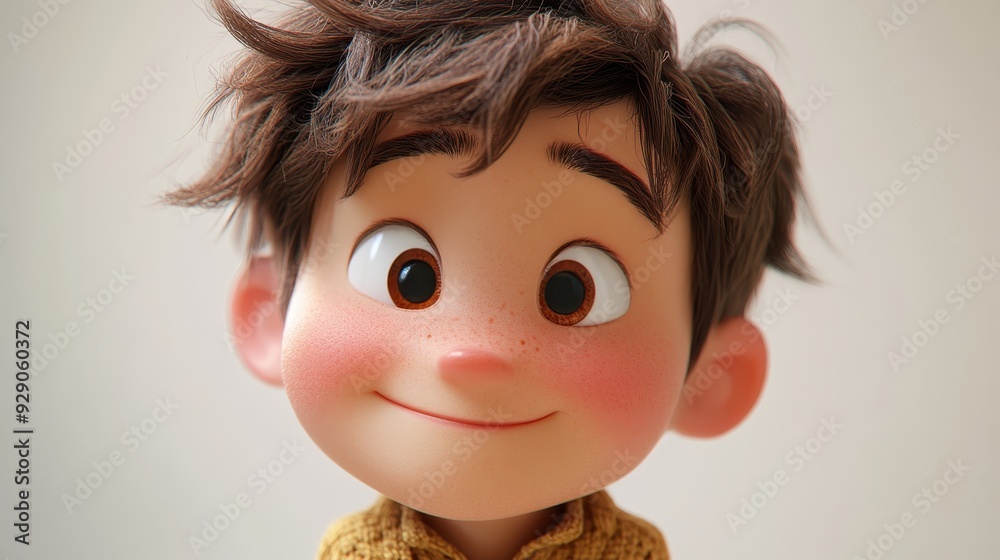 Adorable Shy 3D Cartoon Character Blushing - Cute Character Design on White Background Adorable Shy 3D Cartoon Character Blushing - Cute Character Design on White Background