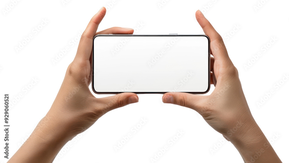 PNG Hands holding blank smartphone screen PNG Hands holding blank smartphone screen