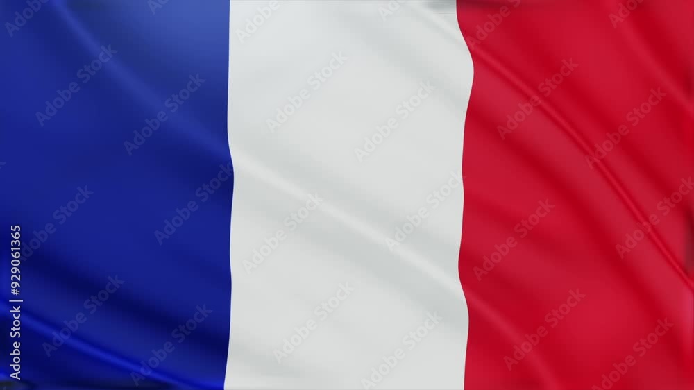 France flag waving 4k video
