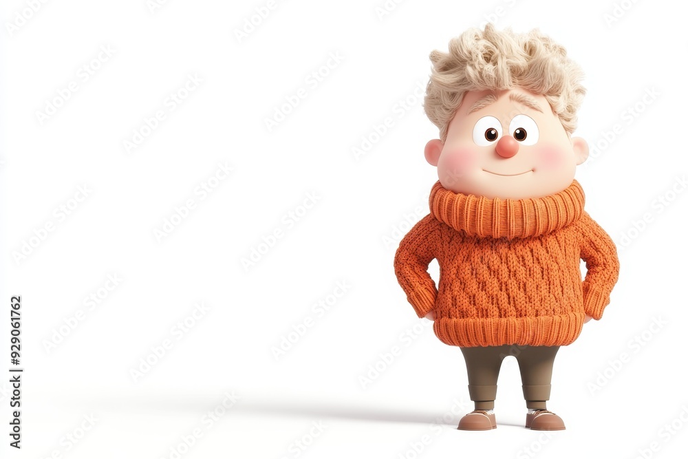 Awkward 3D Cartoon Character Standing Stiffly with Forced Smile on White Background Awkward 3D Cartoon Character Standing Stiffly with Forced Smile on White Background