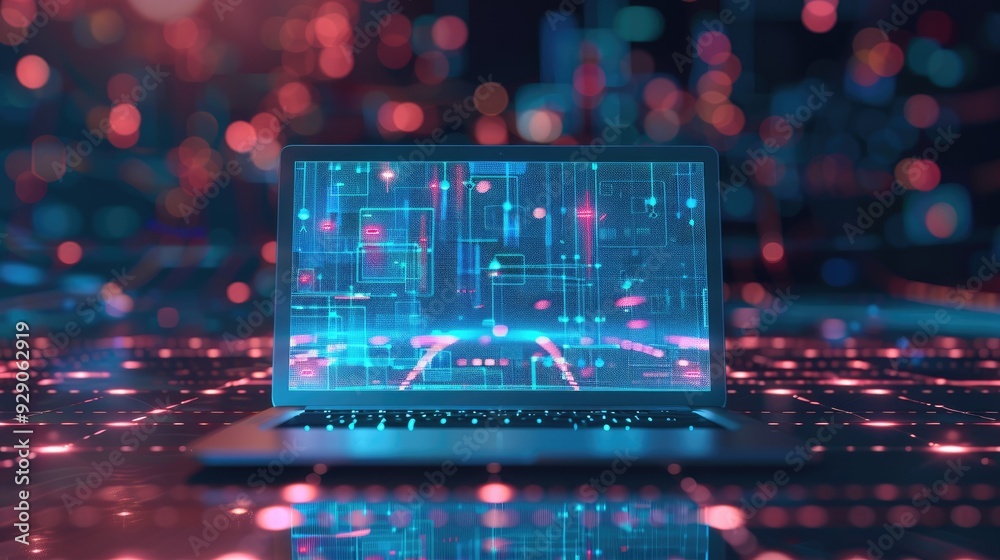 Laptop with Futuristic Interface Laptop with Futuristic Interface