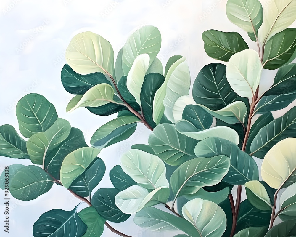 Mature Fiddle-Leaf Fig Tree with Broad Palmate Leaves in Natural Light Mature Fiddle-Leaf Fig Tree with Broad Palmate Leaves in Natural Light