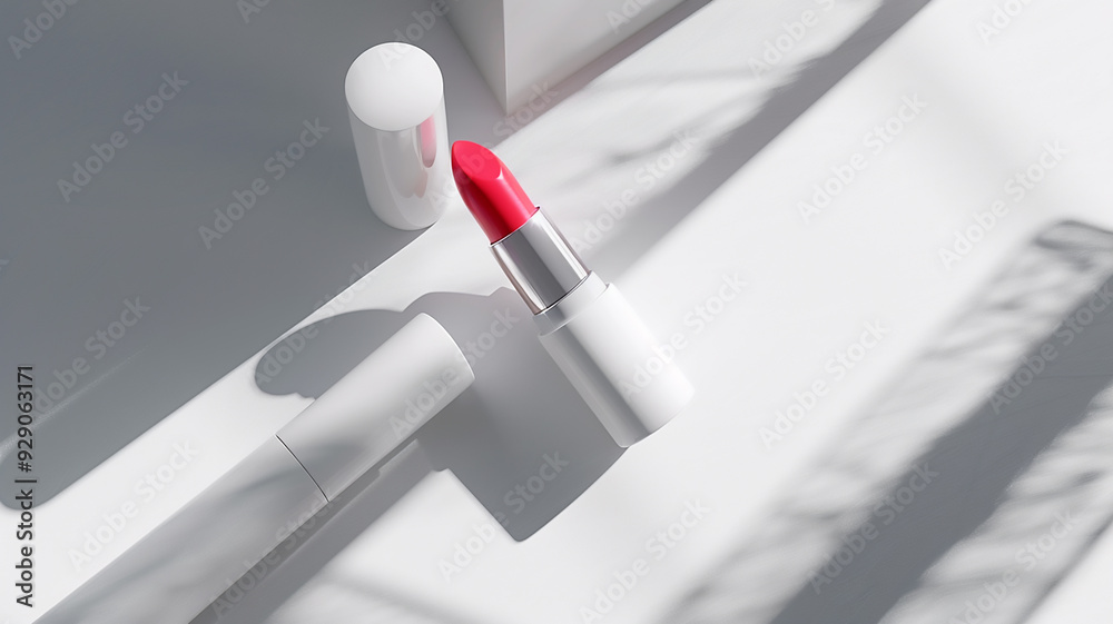 a red lipstick in a white tube a red lipstick in a white tube