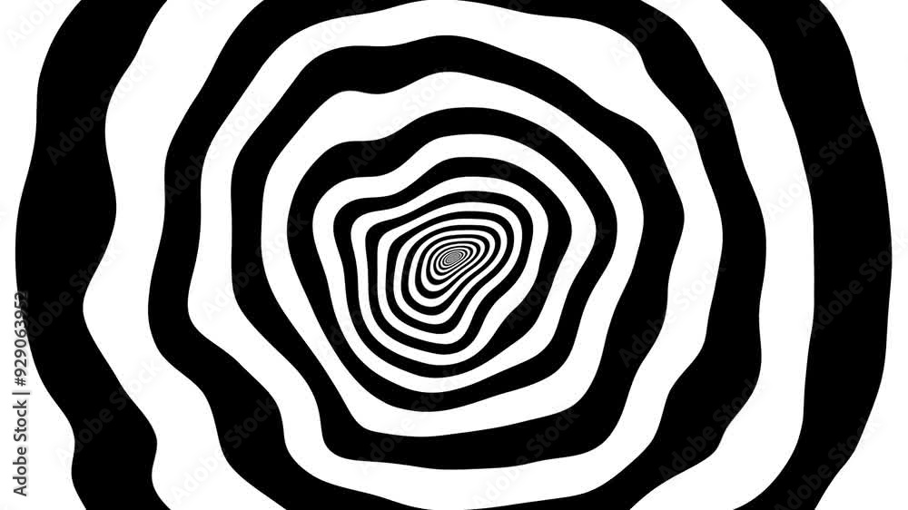Abstract black circle shapes tunnel animation - loop violet white background