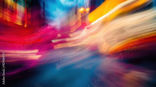 Abstract Blurred Light Trails in Vibrant Colors