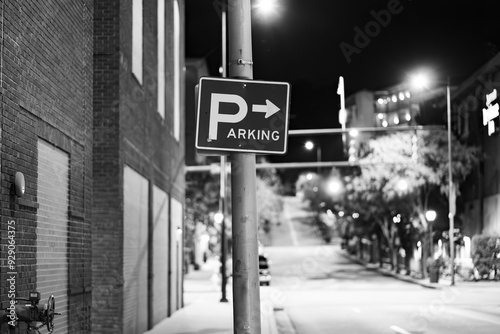 Parking sign at night