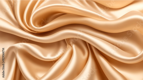 satin beige golden wavy background, for product display or text