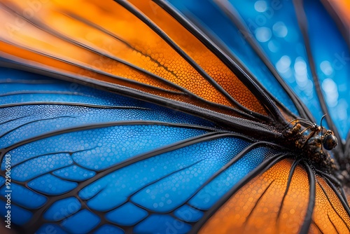 Macro shot of a beautiful butterfly wing, texture or background. photo