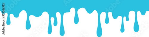 Leaking water border. Blue liquid spilling from top