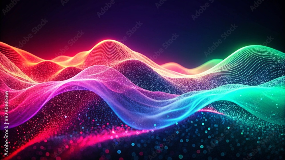 Fototapeta premium Colorful Abstract Light Wave Background with Particle Mesh