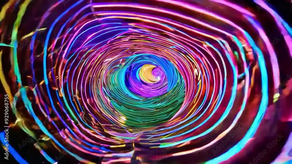 Colorful spiral light display at a local fair during the evening Colorful spiral light display at a local fair during the evening