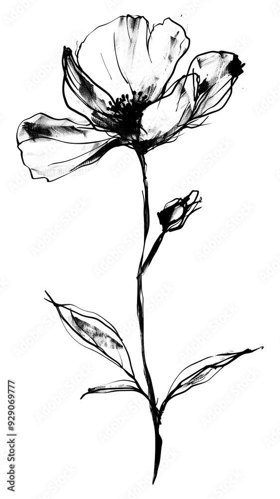 Obraz premium PNG Flower illustrated drawing sketch.