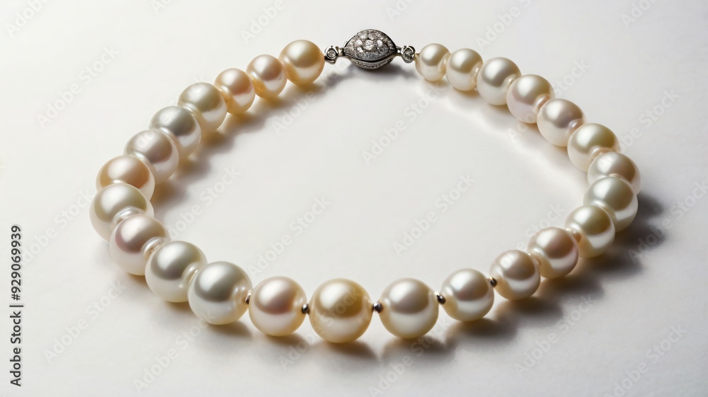 Isolated elegant pearl necklace on a white background, emphasizing its timeless beauty and classic design. Generative AI Isolated elegant pearl necklace on a white background, emphasizing its timeless beauty and classic design. Generative AI