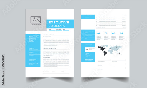 Executive Summary Design layout Template With 2 page concept Accents