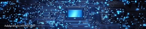 electronic circuit board blue tech background	
