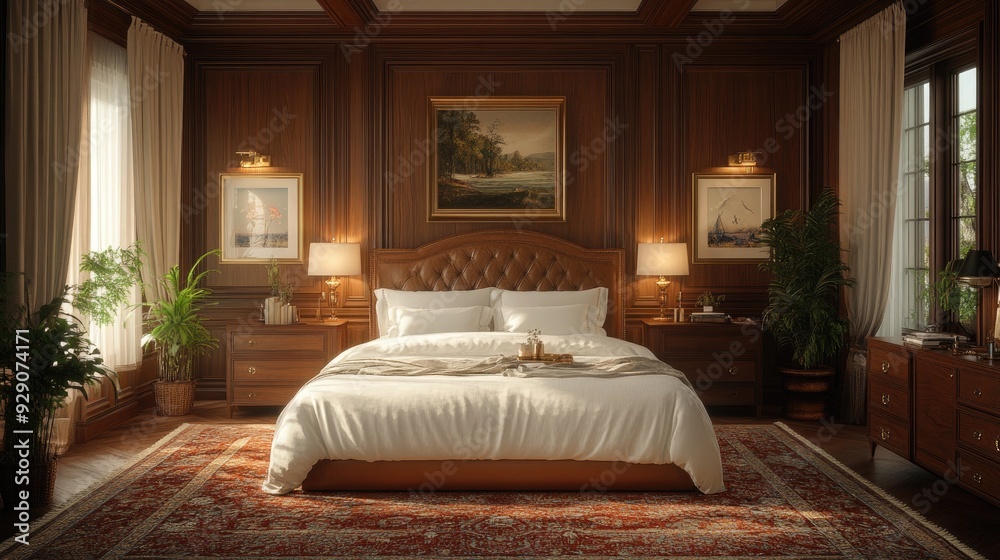 Luxurious Bedroom with a King-Sized Bed, Plush Linens, and Elegant Decor Luxurious Bedroom with a King-Sized Bed, Plush Linens, and Elegant Decor