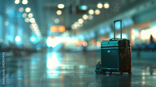 Suitcase, travel bag in airport. Travel background illustration generated by ai