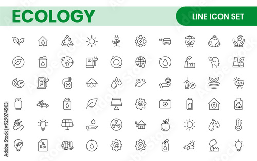Ecology icon set. Ecofriendly icon, nature icons set. Linear ecology icons. Environmental sustainability simple symbol. Simple Set of  Line Icons.Global Warming, Forests, Organic Farming.