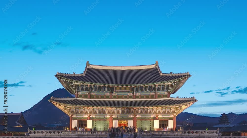 Seoul South Korea time lapse night at Gyeongbokgung Palace Seoul South Korea time lapse night at Gyeongbokgung Palace