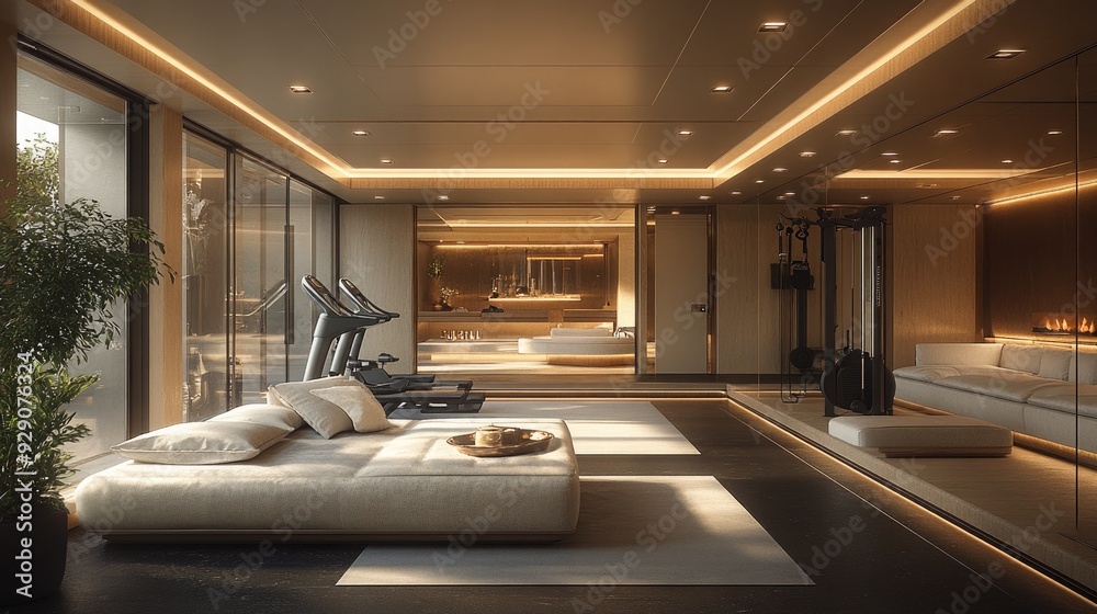 Modern Home Gym with High-End Equipment and Clean Lines
