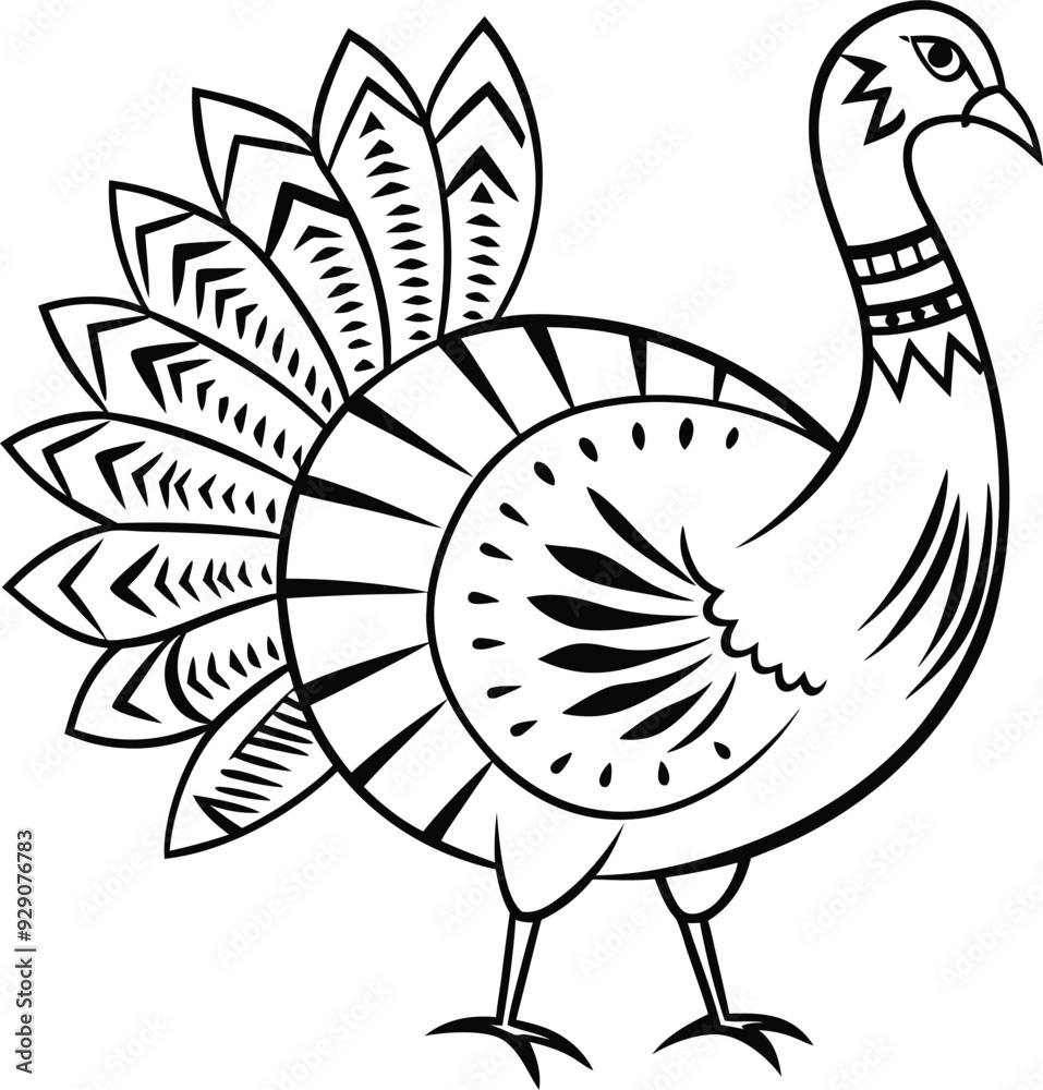 decorative tribal turkey line art illustration decorative tribal turkey line art illustration