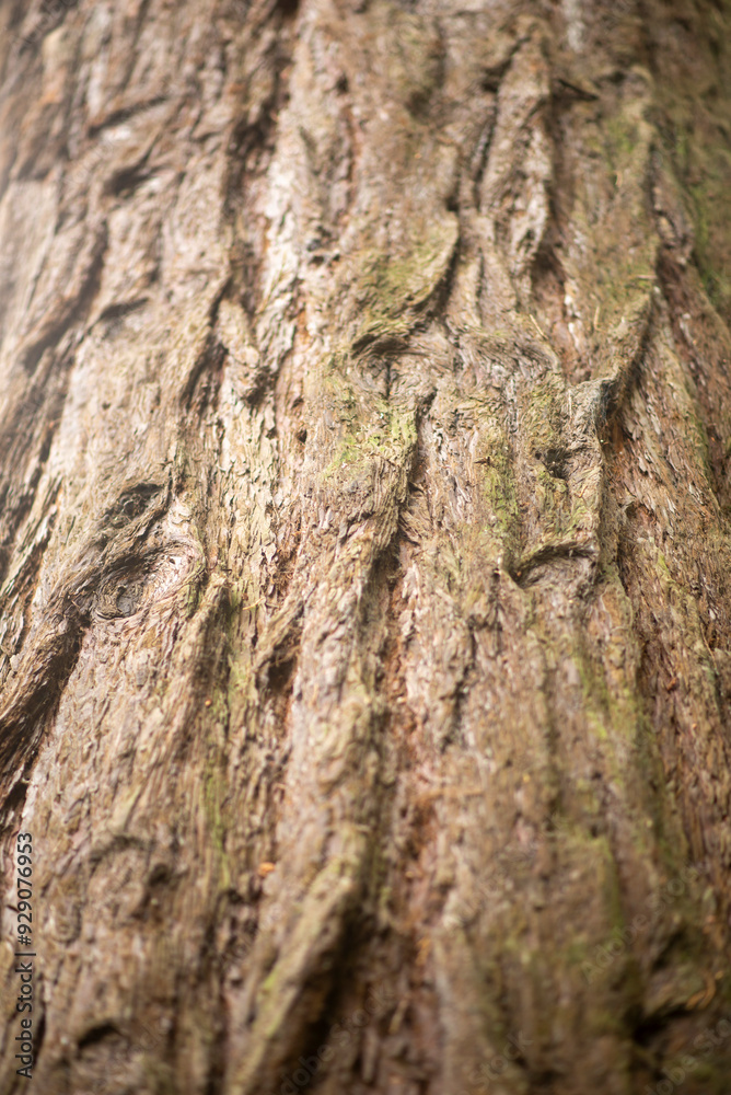 Obraz premium Close-Up Textured Bark of an Old Tree in Natural Forest Setting