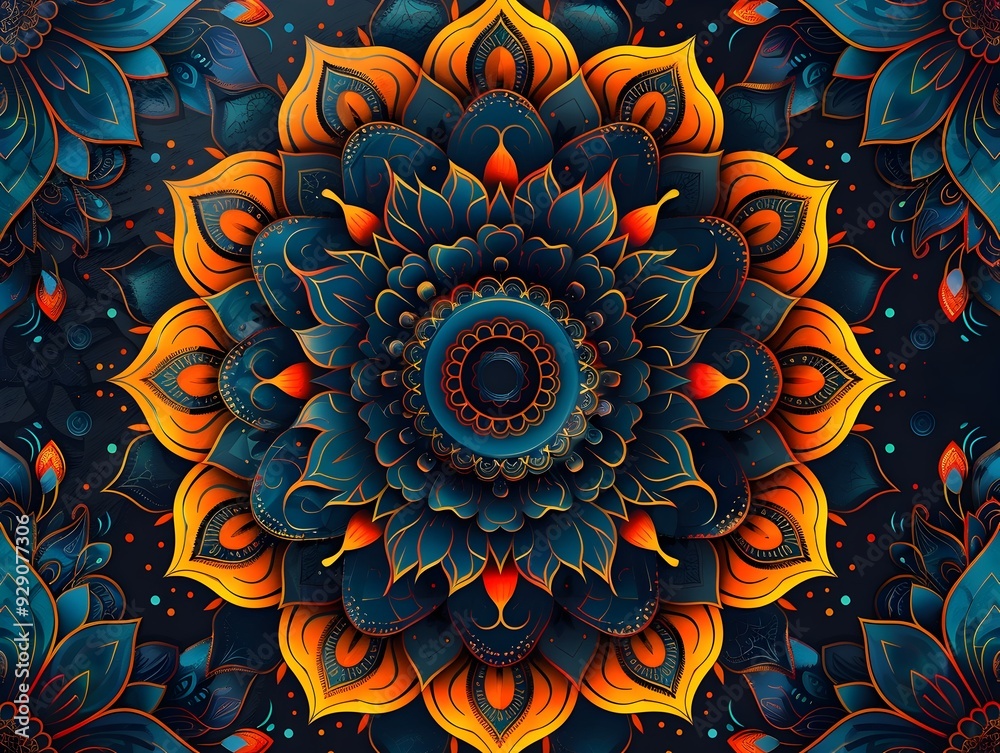 Vibrant and Intricate Mandala Frame Concept with Copy Space for Cultural and Spiritual Themes Vibrant and Intricate Mandala Frame Concept with Copy Space for Cultural and Spiritual Themes