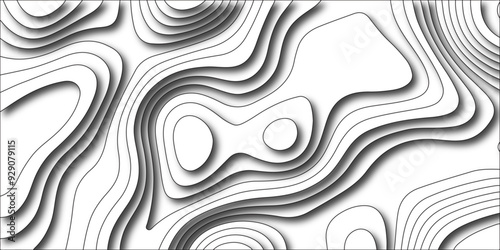 Abstract papercut and multi layer cutout geometric pattern on vector, Abstract soft white background with waves, textured Papercut. 3D origami style design. Abstract background with waves.
