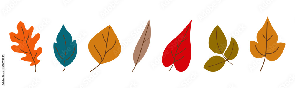 Set of autumn leaves. Autumn collection drawn by hand Set of autumn leaves. Autumn collection drawn by hand