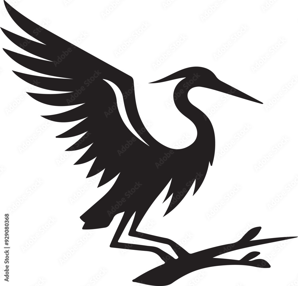 Fototapeta premium Heron icon silhouette vector art illustration