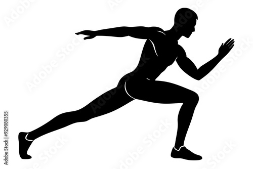 Silhouette of Runner Performing Lunges, Dynamic Exercise Illustration